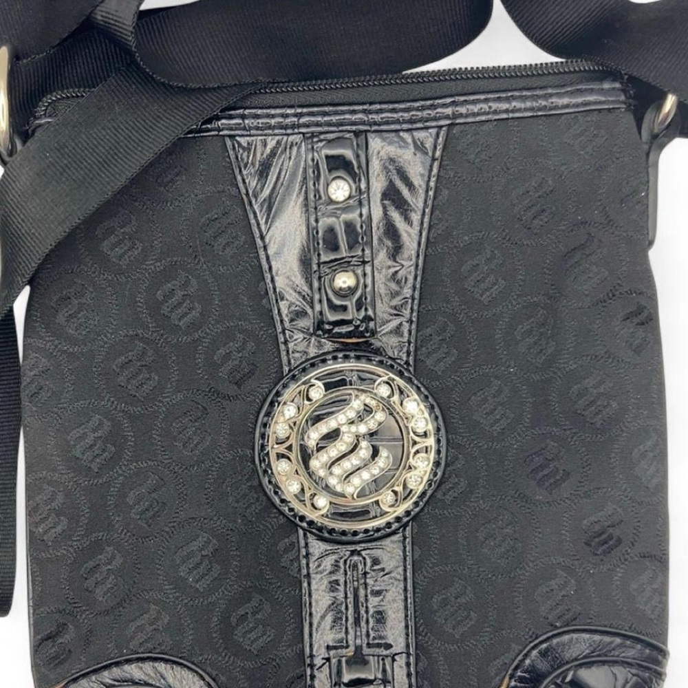 Vintage Rocawear Black Monogram Crossbody Bag Y2K Bling Logo Mini Purse